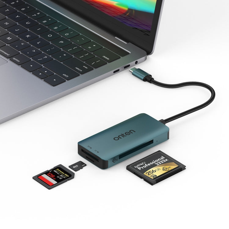 Onten C15 3 in 1 USB-C / Type-C to CFast 2.0 & SD & TF Card Reader - Pine Green