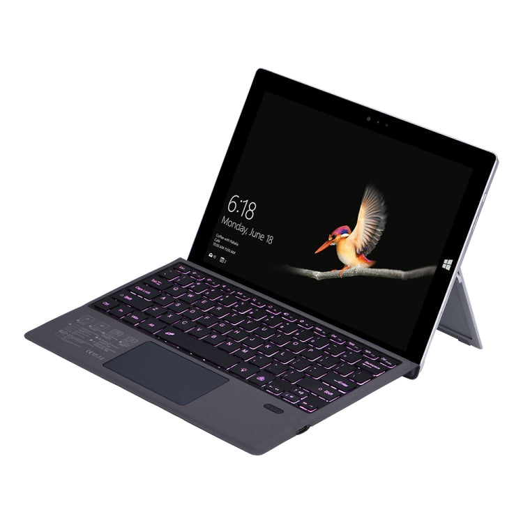 1089DC-ES Spanish Backlit Magnetic Bluetooth 3.0 Keyboard for Microsoft Surface Pro 7 / 6 / 2017 / 4 / 3 - Grey