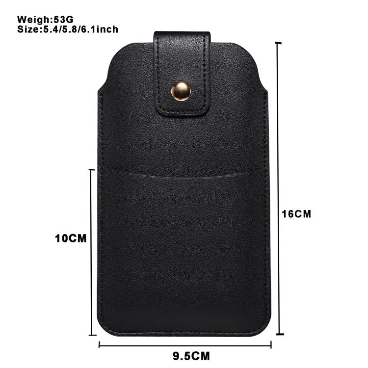 For 5.4-6.1inch Universal Ultra-Thin Wear-resistant Waist Bag Leather Phone Case