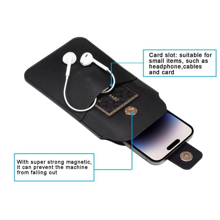 For 5.4-6.1inch Universal Ultra-Thin Wear-resistant Waist Bag Leather Phone Case