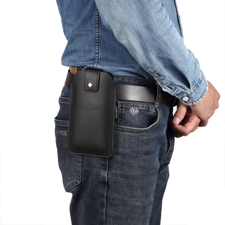 For 5.4-6.1inch Universal Ultra-Thin Wear-resistant Waist Bag Leather Phone Case