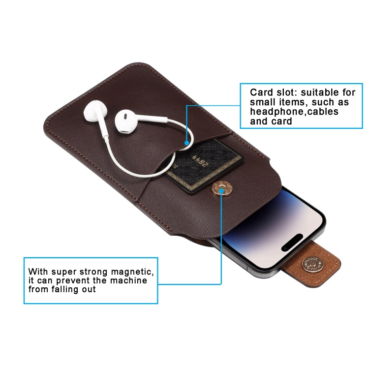 For 5.4-6.1inch Universal Ultra-Thin Wear-resistant Waist Bag Leather Phone Case