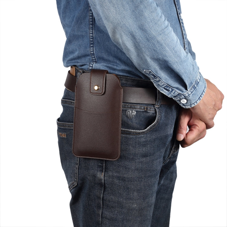 For 6.2-6.5inch Universal Ultra-Thin Wear-resistant Waist Bag Leather Phone Case