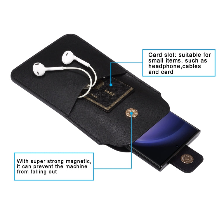 For 6.7-6.9inch Universal Ultra-Thin Wear-resistant Waist Bag Leather Phone Case