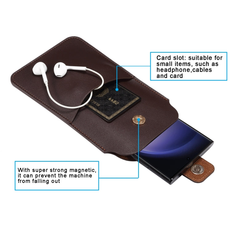 For 6.7-6.9inch Universal Ultra-Thin Wear-resistant Waist Bag Leather Phone Case