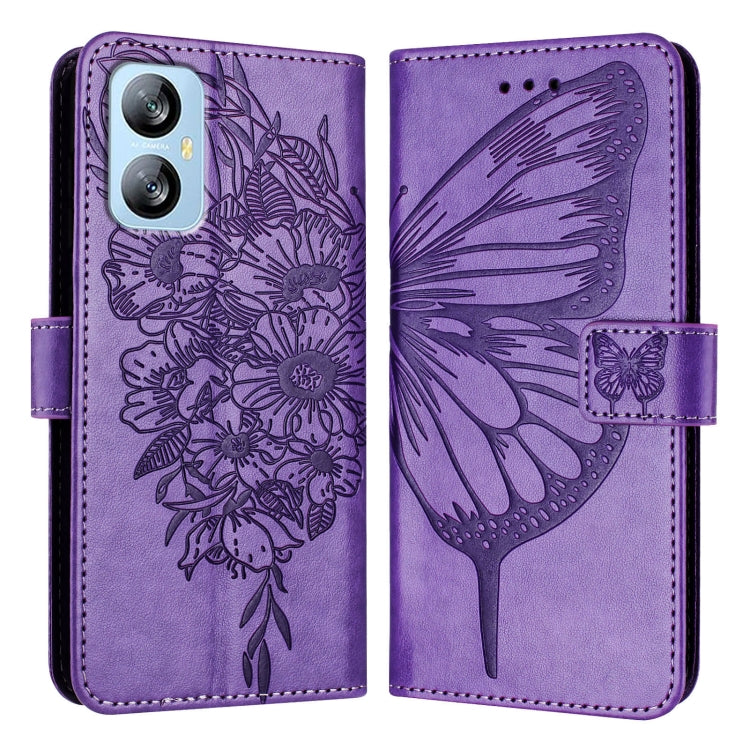 For Blackview A52 Embossed Butterfly Leather Phone Case