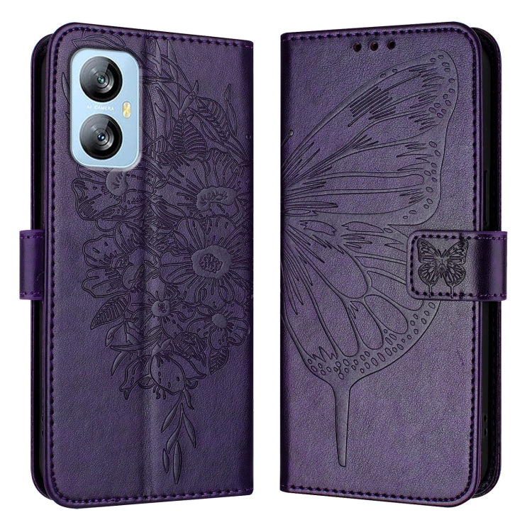 For Blackview A52 Embossed Butterfly Leather Phone Case