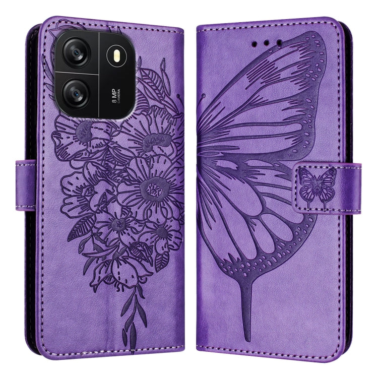 For Blackview Wave 6C Embossed Butterfly Leather Phone Case