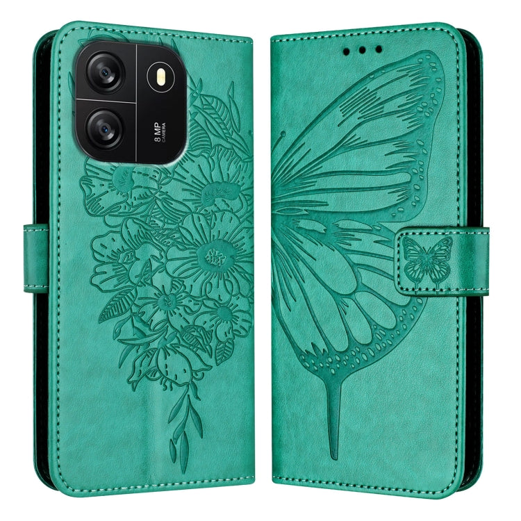 For Blackview Wave 6C Embossed Butterfly Leather Phone Case