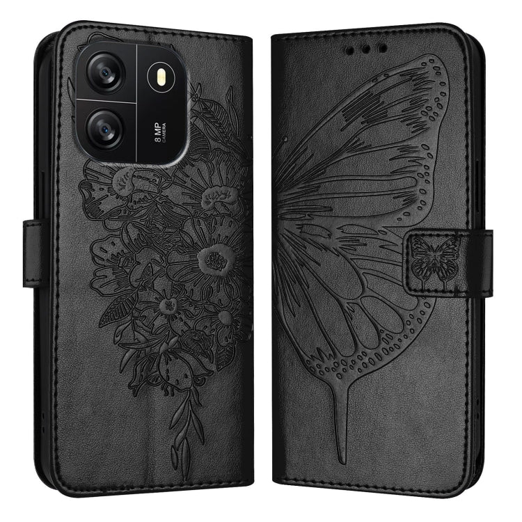 For Blackview Wave 6C Embossed Butterfly Leather Phone Case