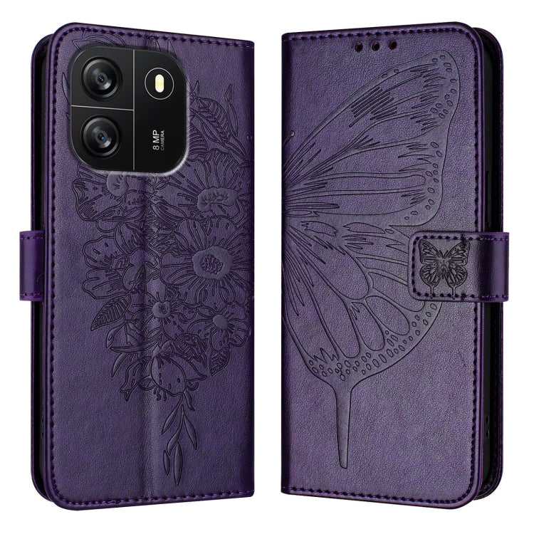 For Blackview Wave 6C Embossed Butterfly Leather Phone Case