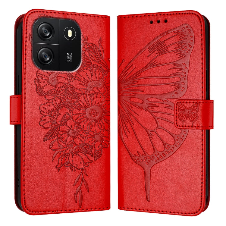 For Blackview Wave 6C Embossed Butterfly Leather Phone Case