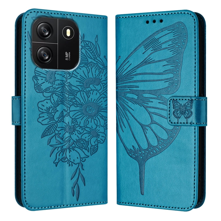 For Blackview Wave 6C Embossed Butterfly Leather Phone Case
