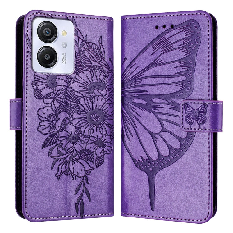 For Blackview Color 8 Embossed Butterfly Leather Phone Case