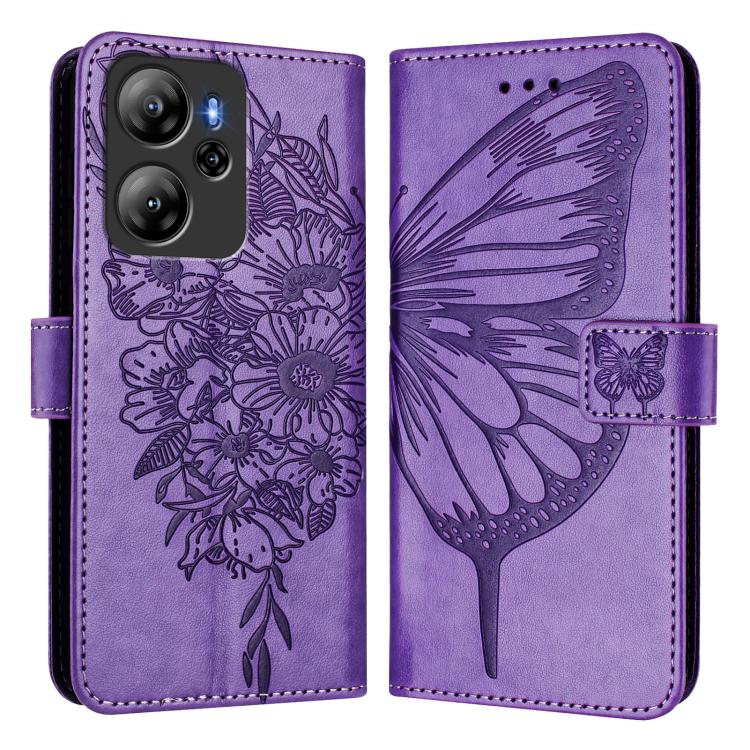 For Blackview Oscal Tiger 13 Embossed Butterfly Leather Phone Case