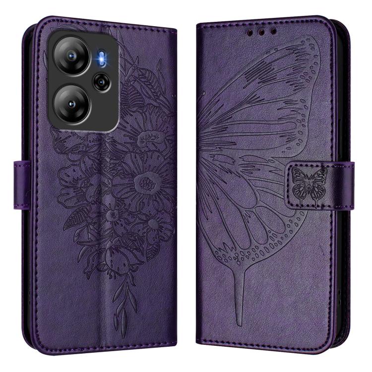 For Blackview Oscal Tiger 13 Embossed Butterfly Leather Phone Case