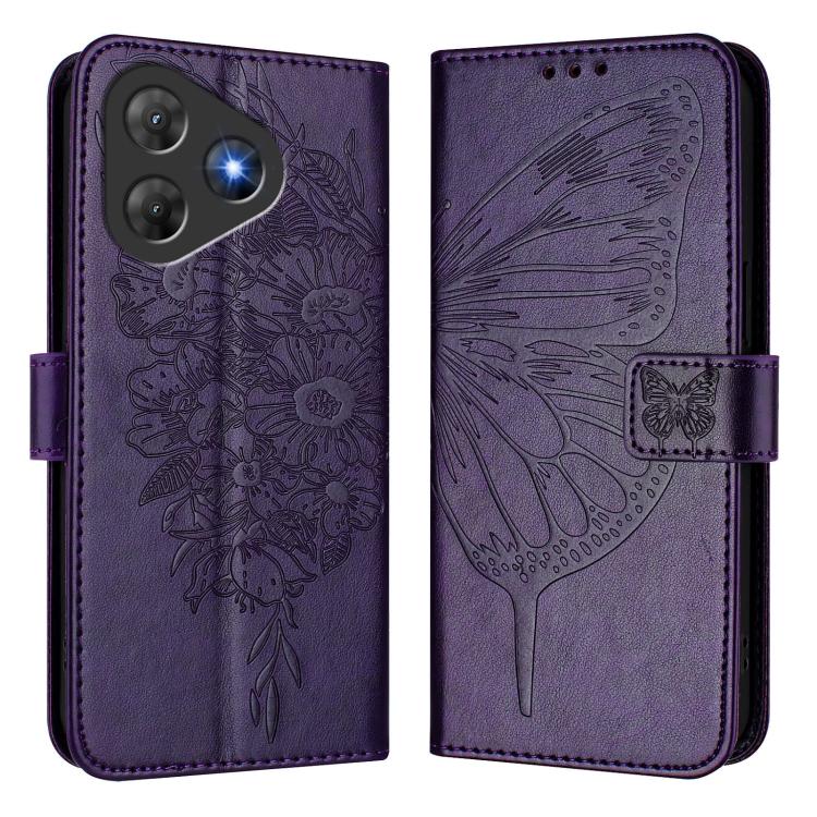 For Blackview Oscal Flat 2 / 2C Embossed Butterfly Leather Phone Case