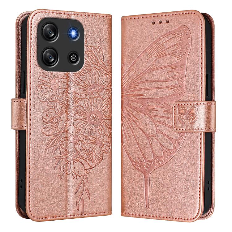 For Blackview Oscal Flat 1C Embossed Butterfly Leather Phone Case