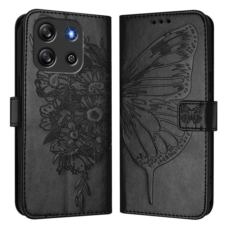 For Blackview Oscal Flat 1C Embossed Butterfly Leather Phone Case