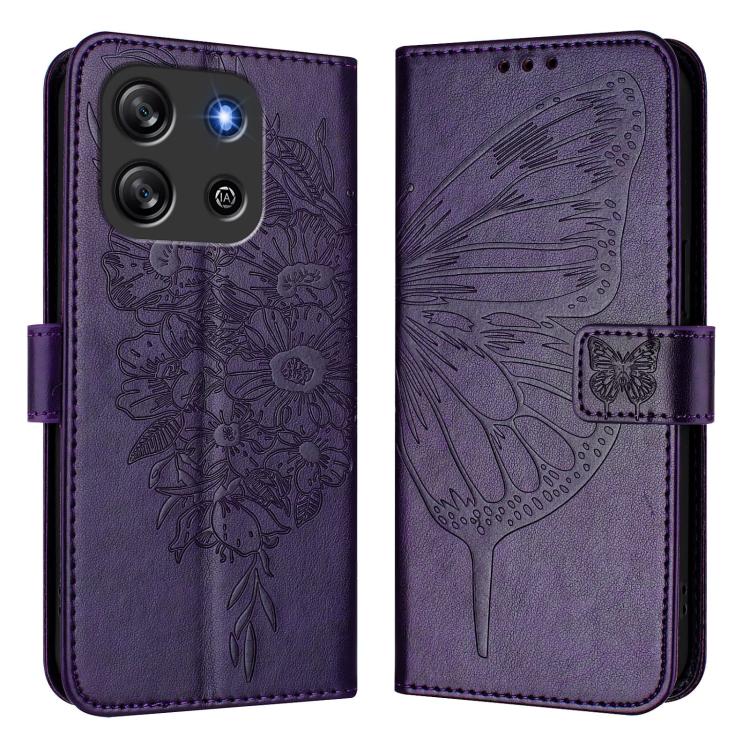 For Blackview Oscal Flat 1C Embossed Butterfly Leather Phone Case