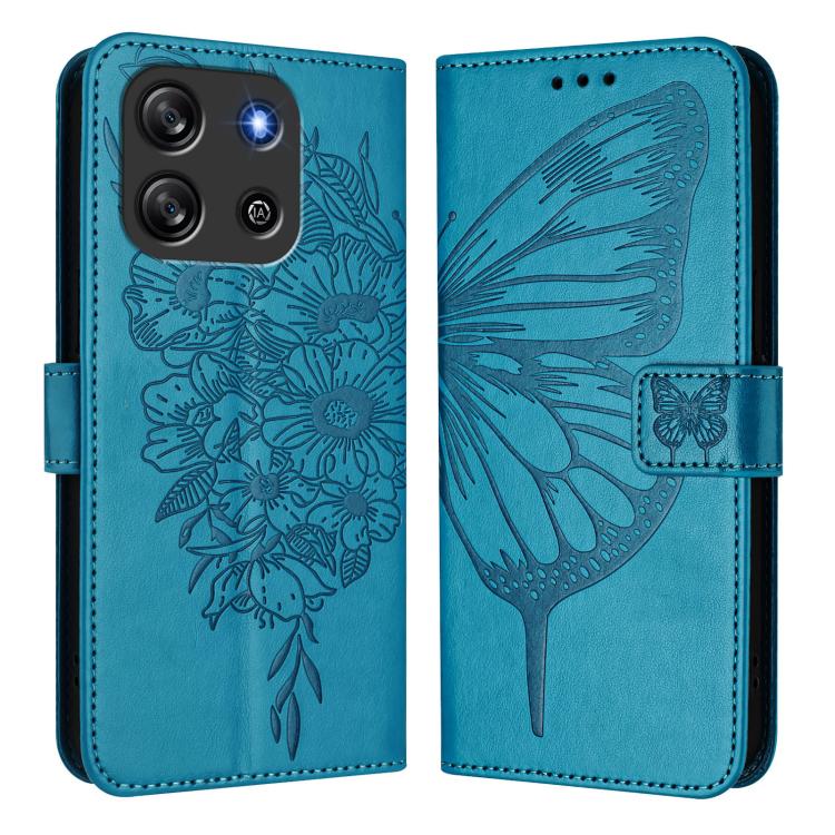 For Blackview Oscal Flat 1C Embossed Butterfly Leather Phone Case