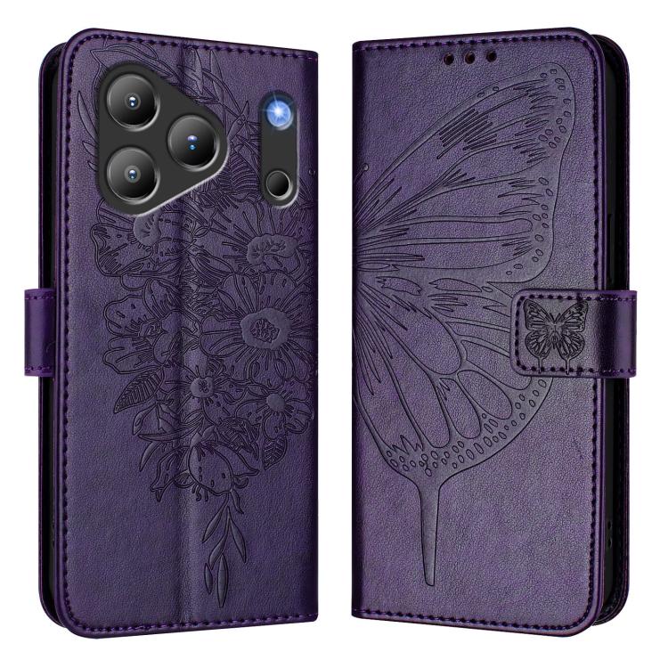 For Blackview Wave 7C Embossed Butterfly Leather Phone Case