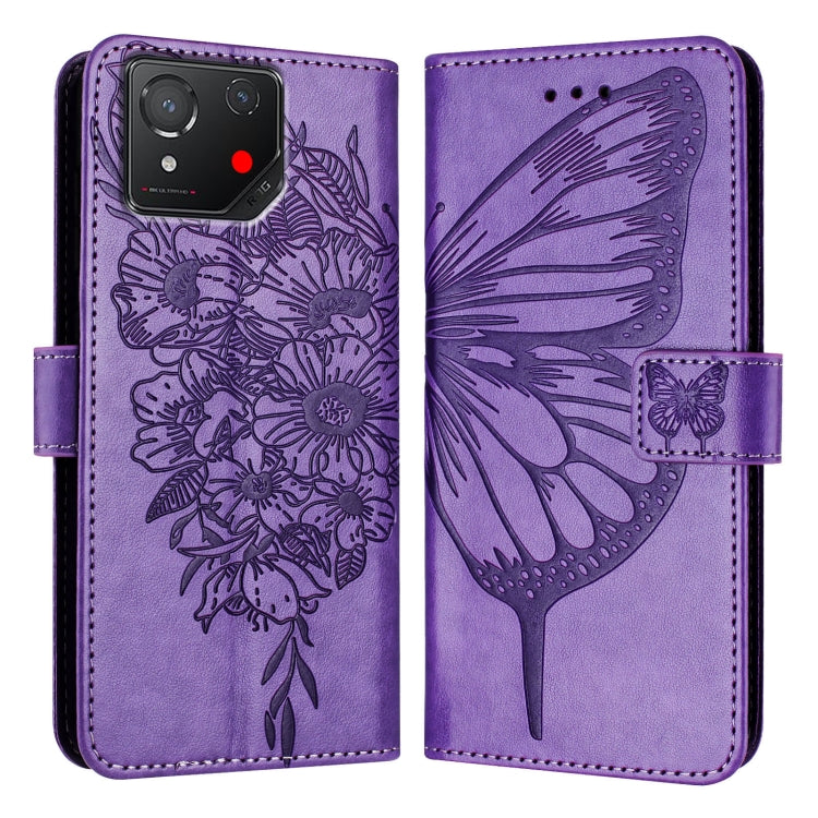 For Asus ROG Phone 8 Embossed Butterfly Leather Phone Case