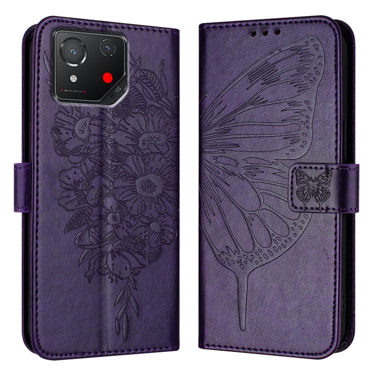For Asus ROG Phone 8 Embossed Butterfly Leather Phone Case