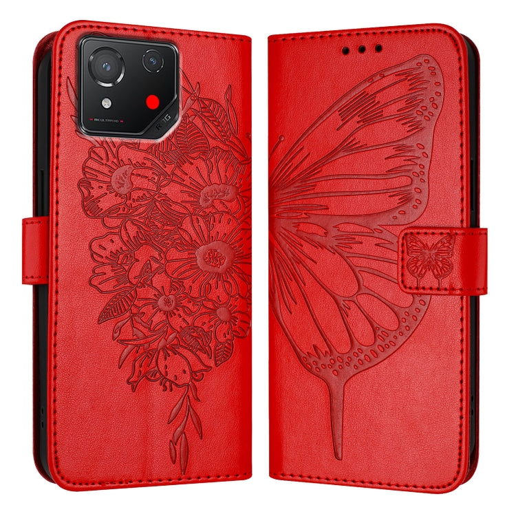 For Asus ROG Phone 8 Embossed Butterfly Leather Phone Case