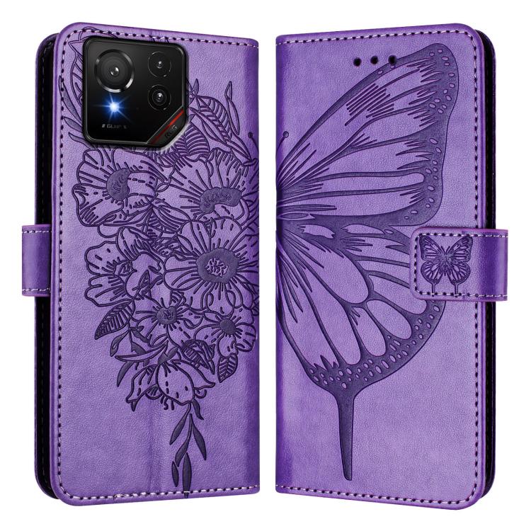 For Asus ROG Phone 9 / 9 Pro Embossed Butterfly Leather Phone Case