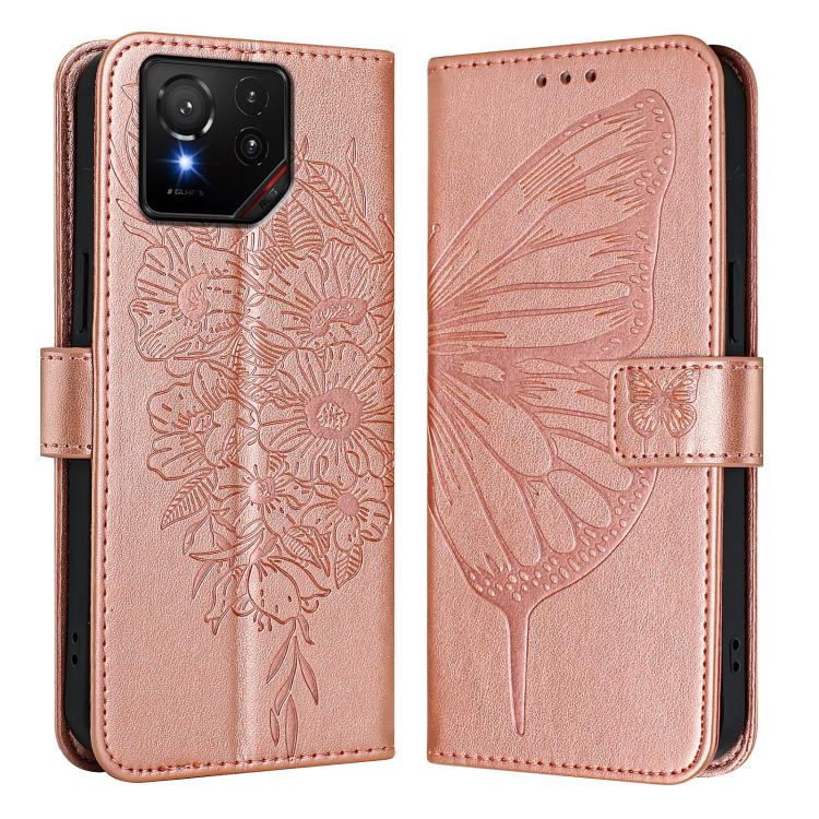For Asus ROG Phone 9 / 9 Pro Embossed Butterfly Leather Phone Case