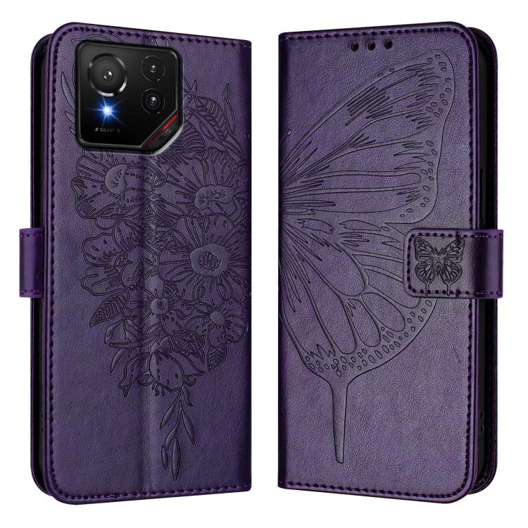 For Asus ROG Phone 9 / 9 Pro Embossed Butterfly Leather Phone Case