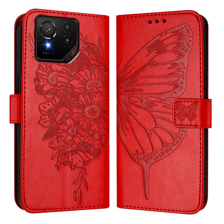 For Asus ROG Phone 9 / 9 Pro Embossed Butterfly Leather Phone Case