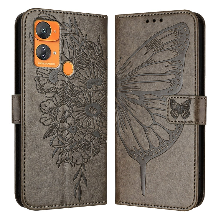 For Oukitel C33 Embossed Butterfly Leather Phone Case