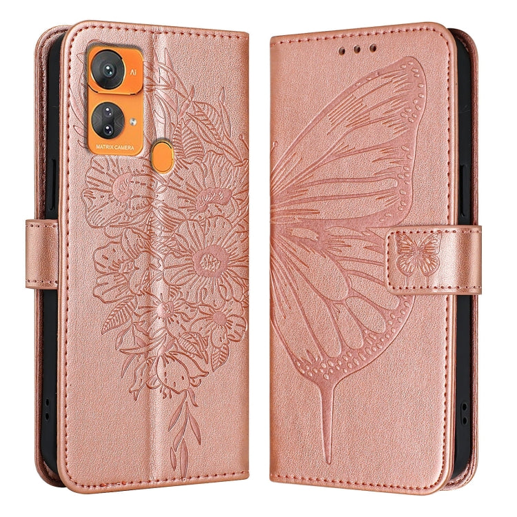 For Oukitel C33 Embossed Butterfly Leather Phone Case