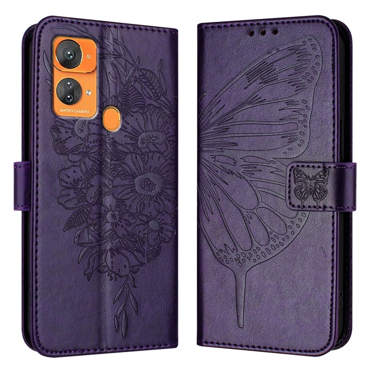 For Oukitel C33 Embossed Butterfly Leather Phone Case