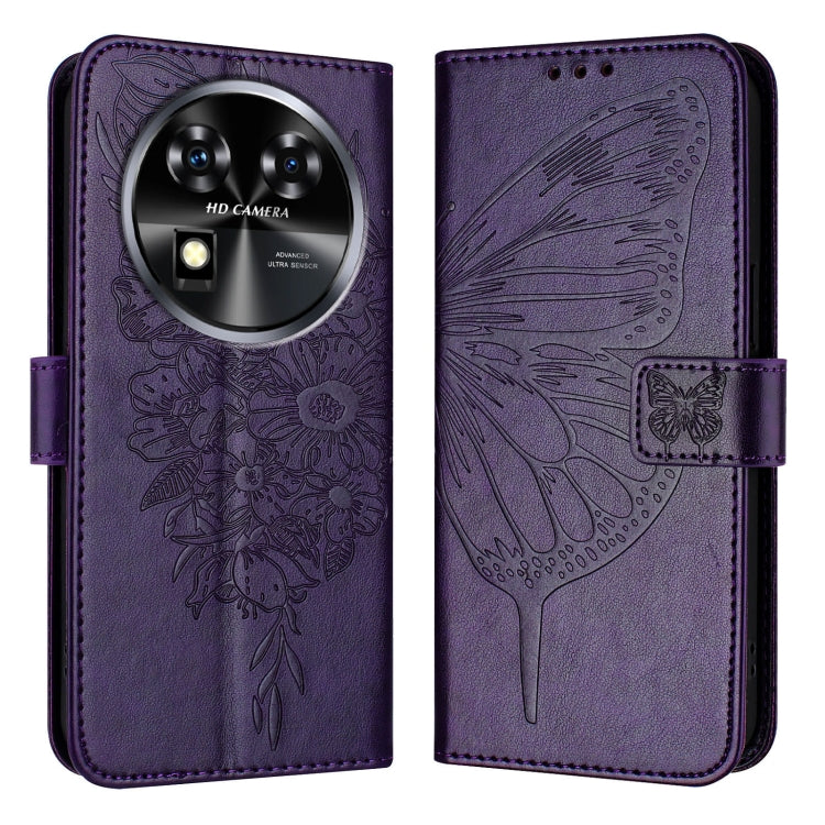 For Oukitel C37 Embossed Butterfly Leather Phone Case