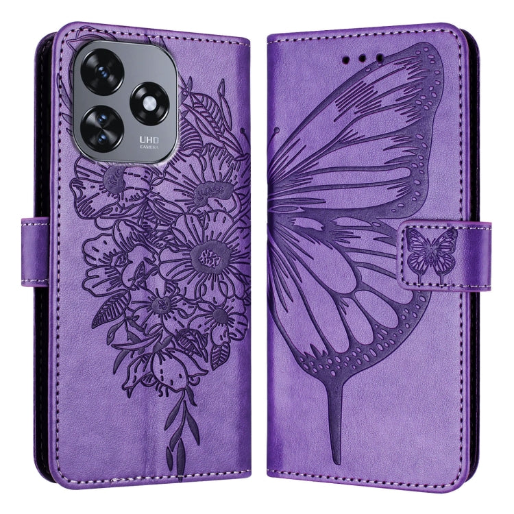 For Oukitel C51 Embossed Butterfly Leather Phone Case