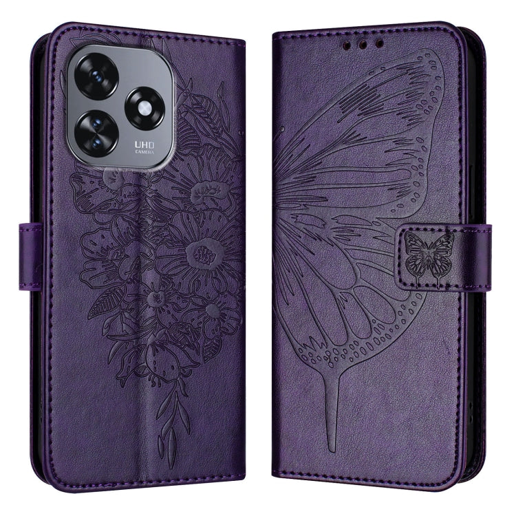 For Oukitel C51 Embossed Butterfly Leather Phone Case