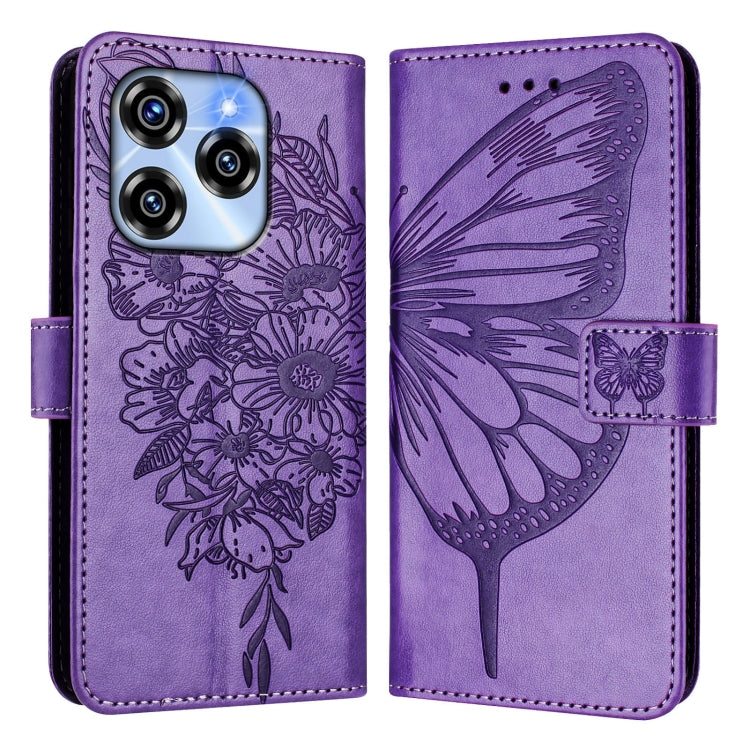 For Oukitel C50 Embossed Butterfly Leather Phone Case
