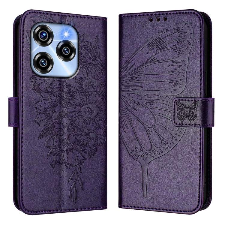 For Oukitel C50 Embossed Butterfly Leather Phone Case