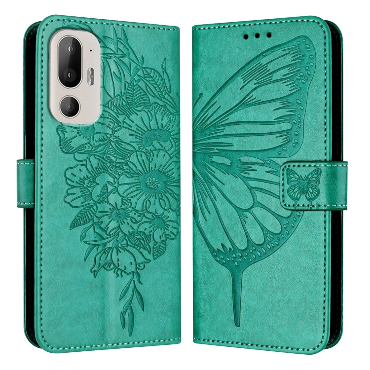 For HTC U24 Pro Embossed Butterfly Leather Phone Case