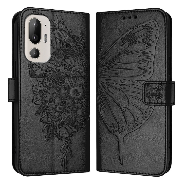 For HTC U24 Pro Embossed Butterfly Leather Phone Case