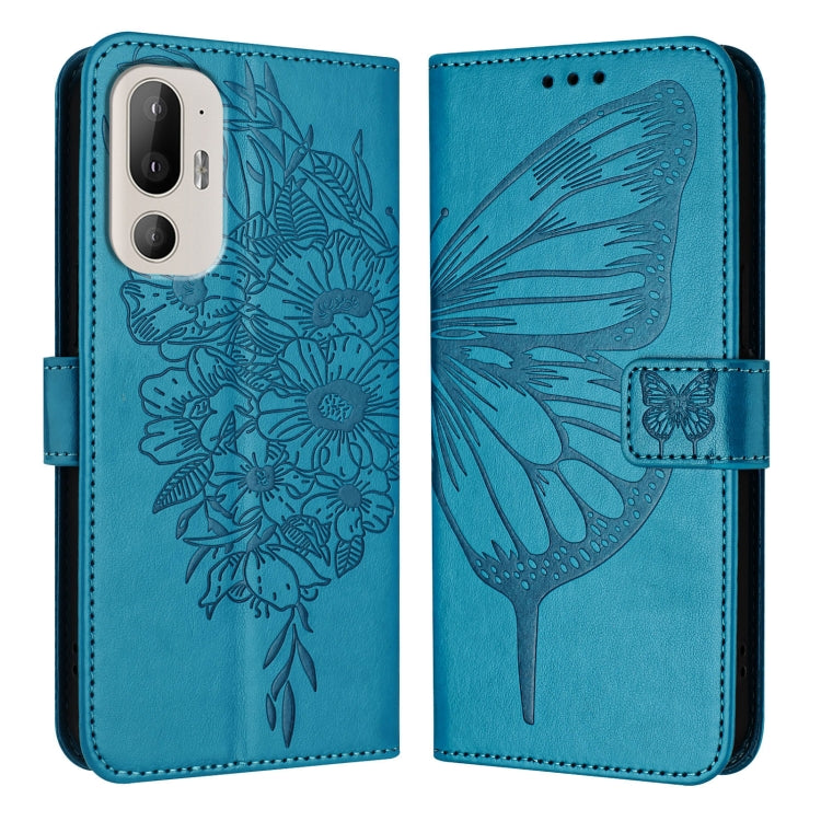 For HTC U24 Pro Embossed Butterfly Leather Phone Case