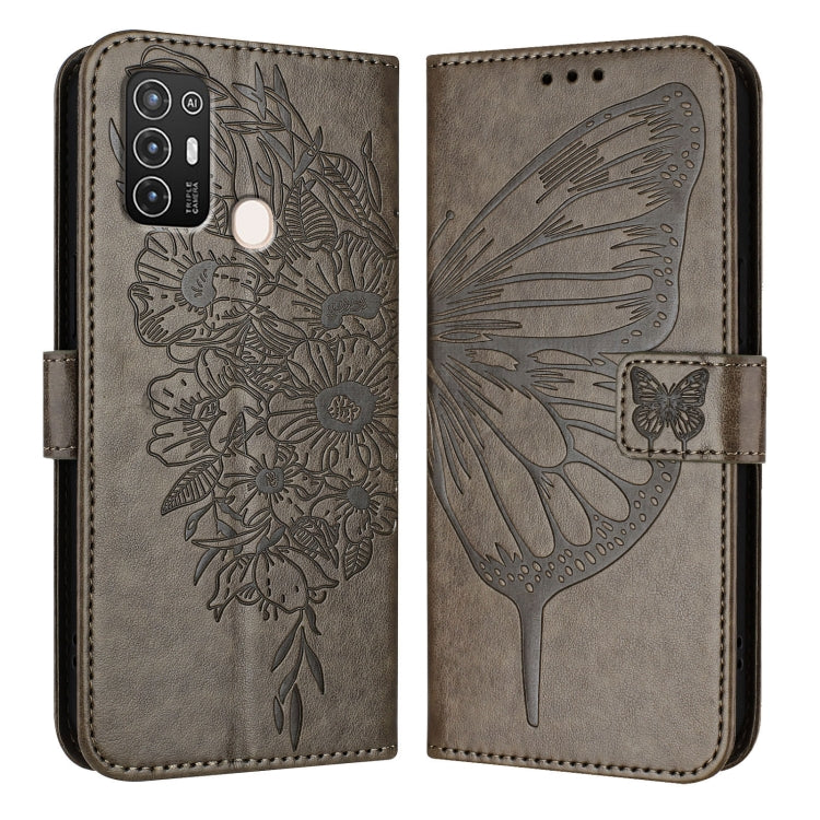 For ZTE Blade A52 Embossed Butterfly Leather Phone Case
