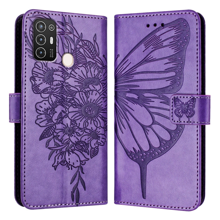 For ZTE Blade A52 Embossed Butterfly Leather Phone Case
