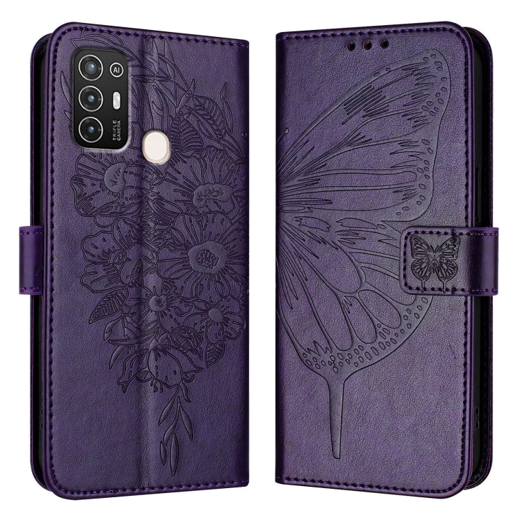 For ZTE Blade A52 Embossed Butterfly Leather Phone Case