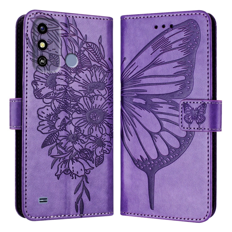 For ZTE Blade A53 Embossed Butterfly Leather Phone Case