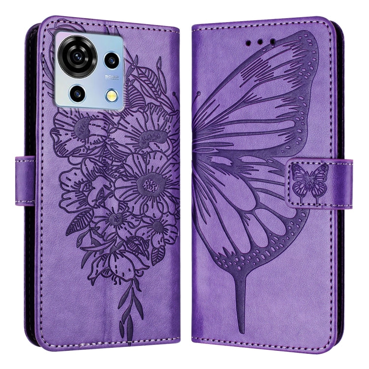 For ZTE Blade V50 Vita Embossed Butterfly Leather Phone Case