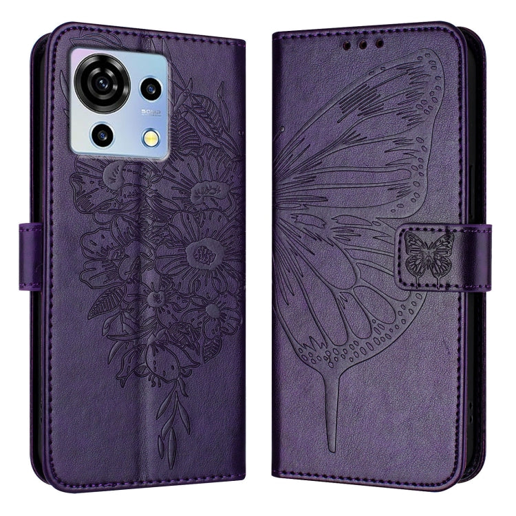 For ZTE Blade V50 Vita Embossed Butterfly Leather Phone Case